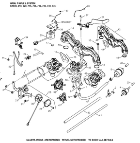 Kt740-3095 Fuel System Diagram and Parts List for KT740-3095  Cub Cadet Lawn Tractor